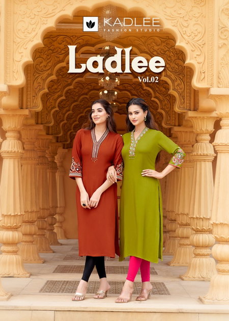 Ladlee Vol 2 By Kadlee Rayon Thread work Kurti Wholesale Clothing Distributors In India

